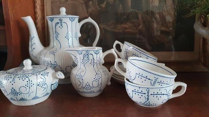 Oud Boch Koffieservies Saks motief  genummerd nette staat, Antiek en Kunst, Antiek | Servies los, Ophalen of Verzenden