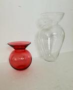 Willem Noyons design dubbel vaas van glas, Gebruikt, Ophalen of Verzenden, Glas, Rood