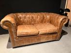 Cognac kleur Chesterfield 2 zits Bank Vintage Gratis bezorgd, 150 tot 200 cm, Gebruikt, Leer, Ophalen of Verzenden