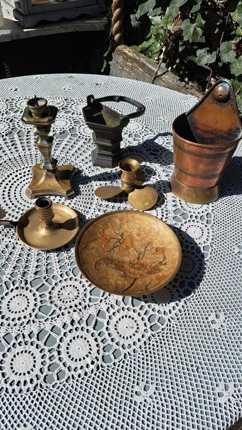 Koperen Brocante spulletjes, Antiek en Kunst, Antiek | Kandelaars, Koper of Brons, Ophalen of Verzenden
