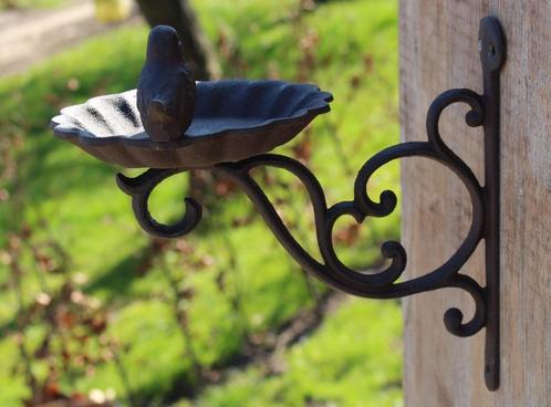Gietijzeren wandvoederschaal met haak donkerbruin VB163, Tuin en Terras, Vogelhuisjes en Vogelbaden, Nieuw, Ophalen of Verzenden