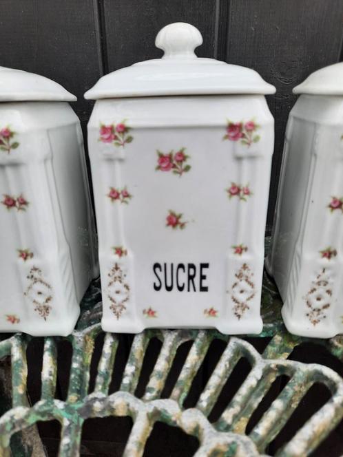 Voorraadpotten en Olie- en Azijnkannetjes Victoria roze roos, Antiek en Kunst, Antiek | Servies los, Ophalen of Verzenden