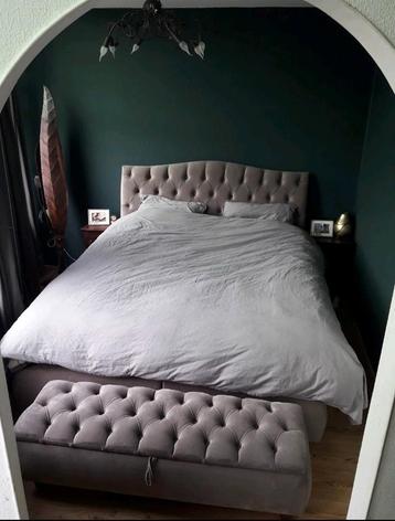 Bed met opbergruimte landelijke stijl 160 200 COMPLEET  beschikbaar voor biedingen