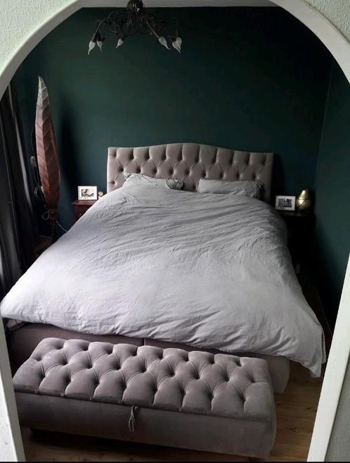 Bed met opbergruimte landelijke stijl 160 200 COMPLEET, Huis en Inrichting, Slaapkamer | Boxsprings, Zo goed als nieuw, 160 cm
