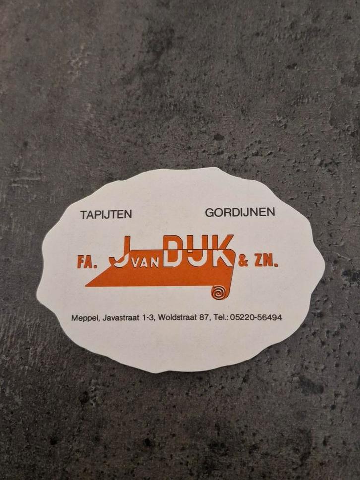 3829 Sticker Tapijten en Gordijnen van J. van Dijk & Zn., Verzamelen, Stickers, Gebruikt, Ophalen of Verzenden