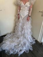 Vintage San-Mantin bruidsjurk, Kleding | Dames, Verzenden, Zo goed als nieuw, Wit, Trouwjurk