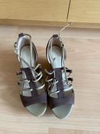 Leren dames open schoenen, Bruin, Ophalen of Verzenden, Zo goed als nieuw, Schoenen met hoge hakken