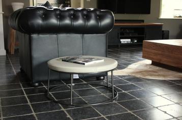 Ronde bijzettafel salontafel CICK Jess Design metaal & leer beschikbaar voor biedingen