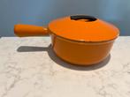 Cousances (Le Creuset) Raymond Loewy 18 cm steelpan, Kookpan of Snelkookpan, Gebruikt, Gietijzer, Ophalen of Verzenden
