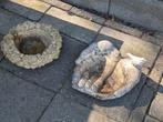 Twee betonnen beton waterbakken drinkbakken vogels, Ophalen, Gebruikt, Beton
