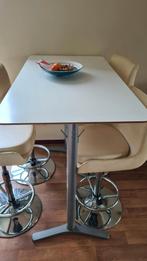 Hoge Bartafel met 4 Krukken, Huis en Inrichting, Barkrukken, Ophalen, Gebruikt, Metaal, 90 cm of meer