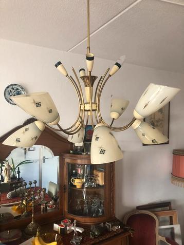 Vintage kroonluchter ‘Spoetnik’ 12-lamps 50-er jaren beschikbaar voor biedingen