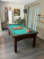 Massief eiken kamerbiljart 90x180 cm + toebehoren, Ophalen, Zo goed als nieuw, Biljarttafel