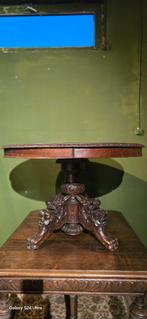 Antieke Vosekoptafel, Massief Hout, Uitgesneden, Ophalen