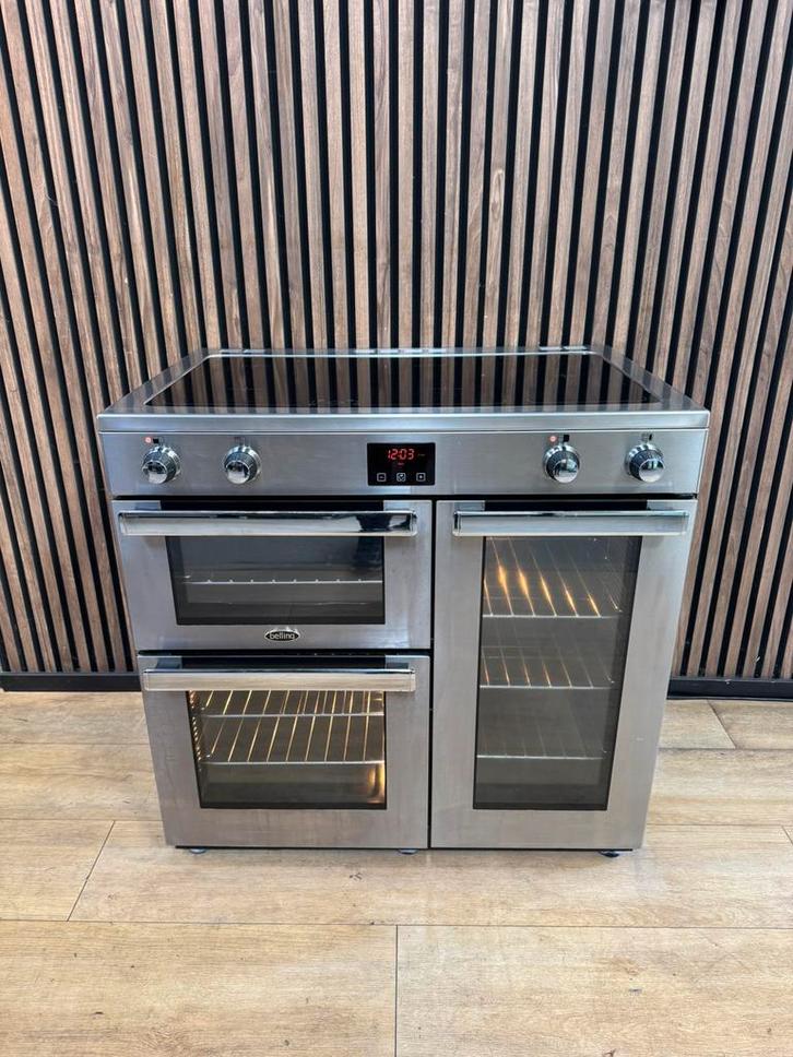 Luxe Rvs BELLING Inductie Fornuis 90 cm (Gratis bezorgen), Witgoed en Apparatuur, Fornuizen, Zo goed als nieuw, Vrijstaand, Inductie