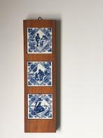 Vintage Delfts blauw tegeltjes in eikenhouten lijst, Antiek en Kunst, Ophalen of Verzenden