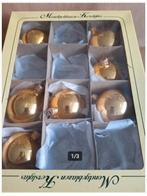 Doos met goudkleurige kerstballen h, Diversen, Kerst, Onbekend, Ophalen of Verzenden, Zo goed als nieuw, Onbekend