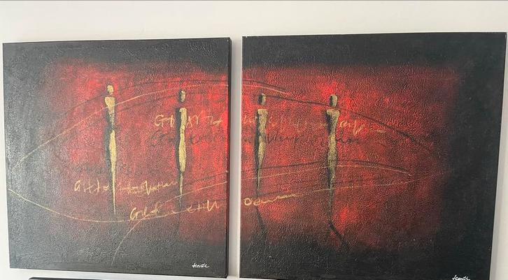 Olieverf Tweeluik, elk 80x80 cm - Modern Kunst, Antiek en Kunst, Kunst | Schilderijen | Modern, Ophalen