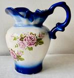 Vaas kan Blauw/Wit met decoratie, Ophalen of Verzenden