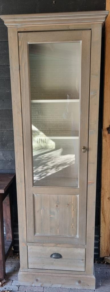 Landelijke vitrinekast H195 D40 B58, planken verstelbaar, Huis en Inrichting, Ophalen, 25 tot 50 cm, 50 tot 100 cm, 150 tot 200 cm