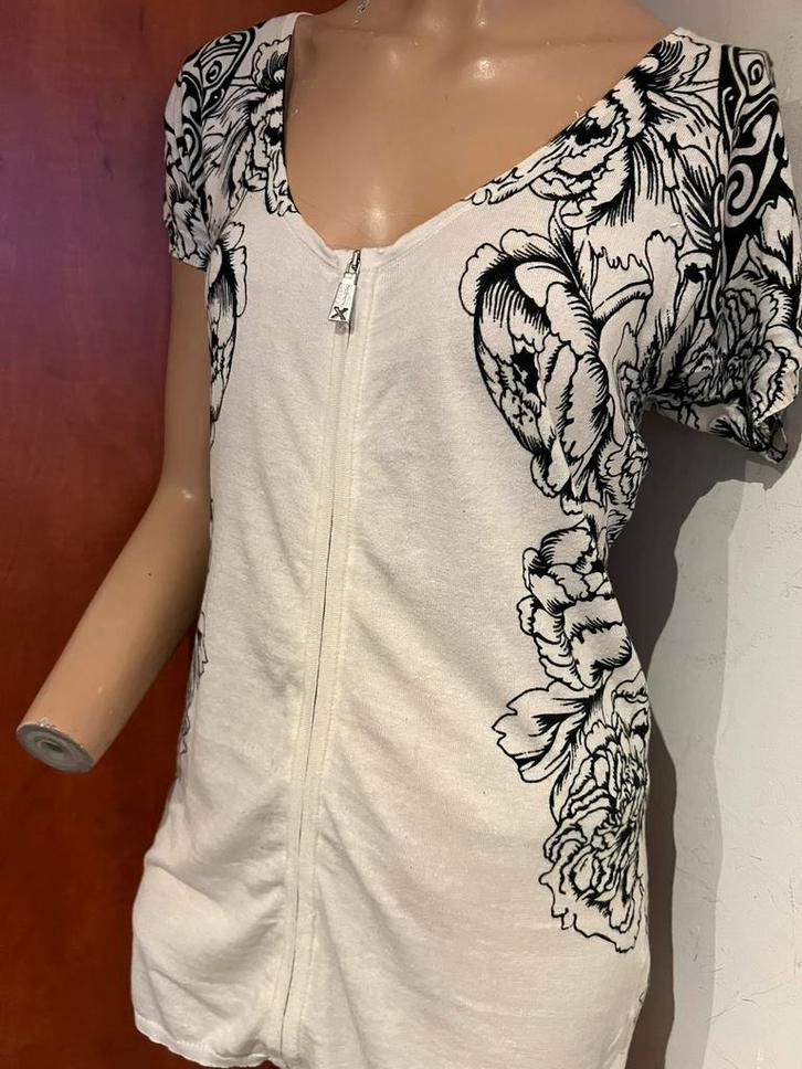 JOHN RICHMOND truitje met rits it 42 S  origineel ZGAN, Kleding | Dames, Tops, Zo goed als nieuw, Maat 36 (S), Wit, Korte mouw