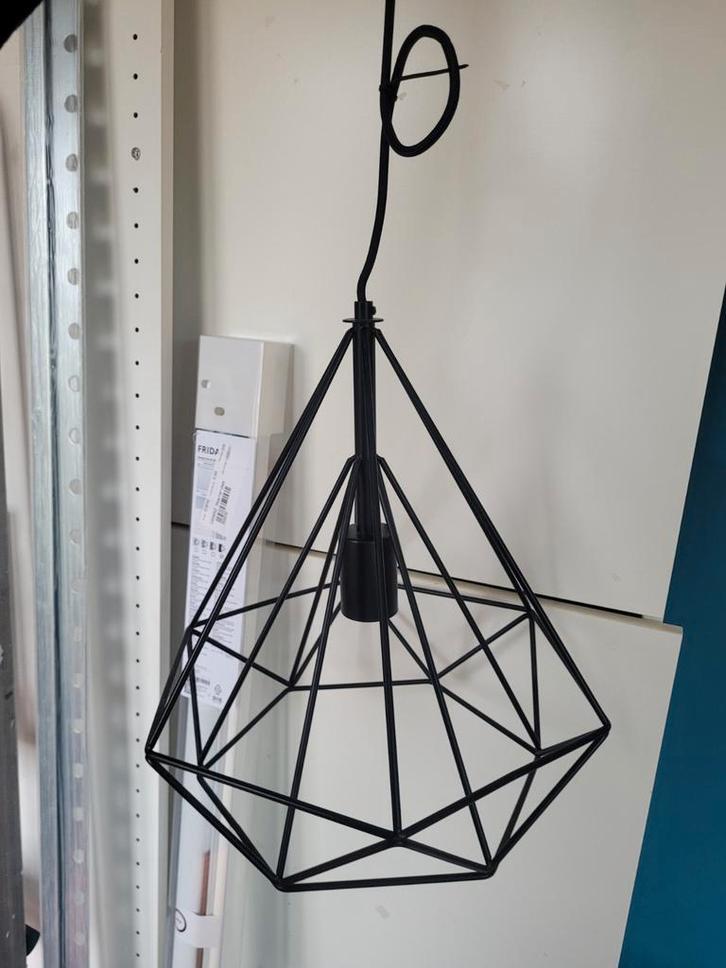Plafondlamp draadstaal diamant zwart, Huis en Inrichting, Lampen | Hanglampen, Zo goed als nieuw, Minder dan 50 cm, Metaal, Ophalen