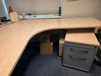bureau, 2 werkplekken met 2 rolcontainers + hangmappen kast, Ophalen, In hoogte verstelbaar, Gebruikt, Bureau