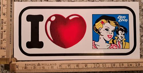 Vintage sticker strip I ️ stop shop I love Stop shop, Verzamelen, Stickers, Zo goed als nieuw, Overige typen, Ophalen of Verzenden