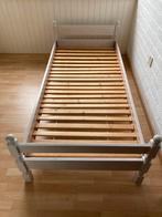 Eenpersoonsbed vol grenenhout, Ophalen, 90 cm, Eenpersoons, Wit