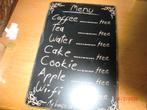 reclamebord menue van metaal, Ophalen of Verzenden, Gebruikt, Reclamebord