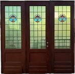 3 - delige set Jugendstil glas in lood deuren 245x247cm., Ophalen