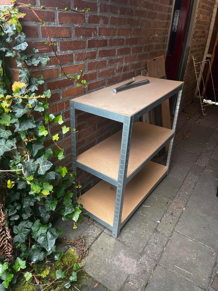 Metalen stellingkast met 3 planken, Huis en Inrichting, Kasten | Stellingkasten, Gebruikt, Ophalen