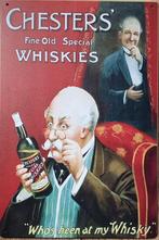 Chesters fine old special whiskies reclamebord van metaal, Nieuw, Reclamebord, Ophalen of Verzenden