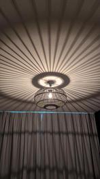 Zwarte Rotan Plafondlamp, Huis en Inrichting, Lampen | Plafondlampen, Ophalen, Zo goed als nieuw, Hout
