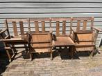 Houten bank bioscoop stijl mer klapstoeltjes, Tuin en Terras, Tuinsets en Loungesets, Ophalen, Zo goed als nieuw, Hout, Bank