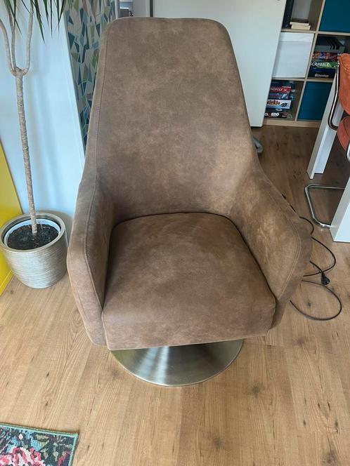 Mooie bruin leren draaistoel, Huis en Inrichting, Fauteuils, Gebruikt, Ophalen