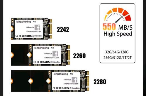 M.2 NGFF 2242 512GB SATA SSD Met 2,5 Inch M.2 Adapter Nieuw!, Computers en Software, Harde schijven, Nieuw, Laptop, Ophalen of Verzenden