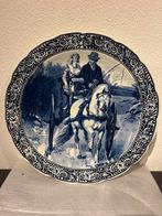 Delfts Blauw Bord met Paard en Wagen, Ophalen of Verzenden