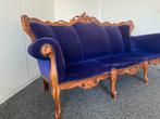 Vintage Barok Sofa - Paars Velvet, Handgesneden Hout, Huis en Inrichting, Gebruikt, Driepersoons, 75 tot 100 cm, Ophalen of Verzenden