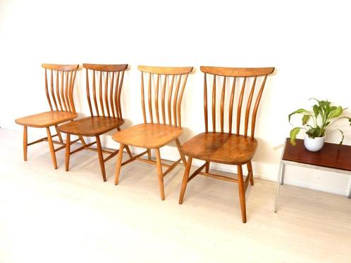 retro vintage stoel Akerblom spijlenstoel jaren 50 zweden, Huis en Inrichting, Stoelen, Gebruikt, Vier, Hout, Ophalen of Verzenden