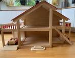 Houten Poppenhuis met Garage, Kinderen en Baby's, Speelgoed | Poppenhuizen, Ophalen, Zo goed als nieuw, Poppenhuis