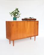 vintage teak dressoir deens design sideboard meubel, Ophalen, Vintage retro midcentury deens design, Met deur(en), 100 tot 150 cm