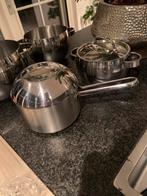RVS Pannenset, Gebruikt, Ophalen of Verzenden, Rvs, Keramische plaat