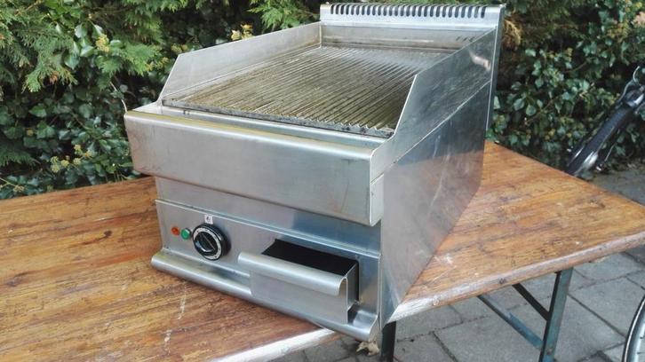 Grillplaat 400V, sterk gegroefd met vetopvanglade, Witgoed en Apparatuur, Grillplaten, Gebruikt, Ophalen of Verzenden