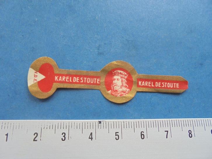 Oude sigarenband Karel de Stoute met portret V.D.E. op lip., Verzamelen, Rookartikelen, Aanstekers en Luciferdoosjes, Zo goed als nieuw