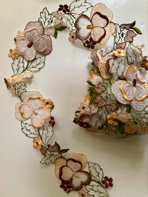 ‼️Prachtig tule sierband viooltjes €7,50 per meter, Antiek en Kunst, Curiosa en Brocante, Ophalen of Verzenden