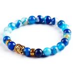Blauwe Kralen Boeddha Armband / Buddha Goud Dames Heren, Verzenden, Nieuw, Blauw, Met bedels of kralen