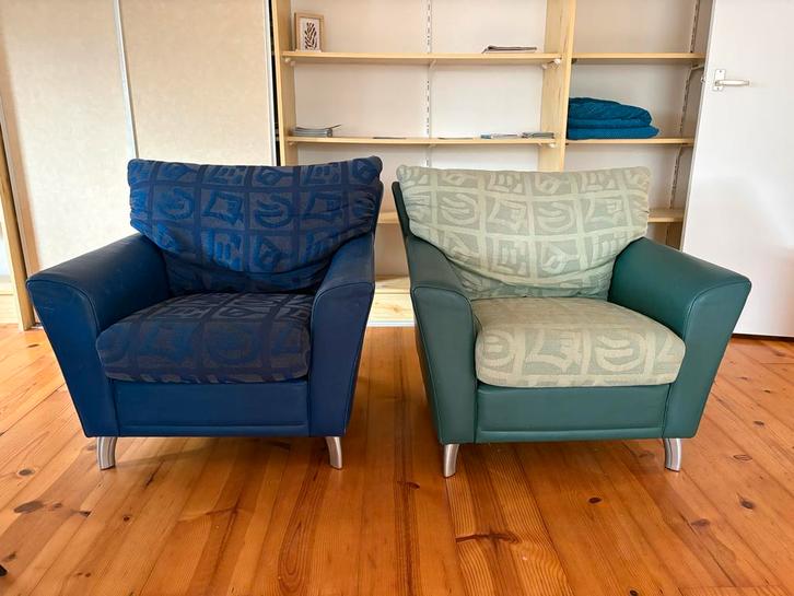 Twee Leolux fauteuils, Huis en Inrichting, Fauteuils, Gebruikt, Leer, 75 tot 100 cm, Minder dan 75 cm, Ophalen