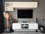 Compleet zwevend TV-Meubel + bovenkastjes wit met glasplaat, Huis en Inrichting, Kasten | Televisiemeubels, Ophalen, 150 tot 200 cm