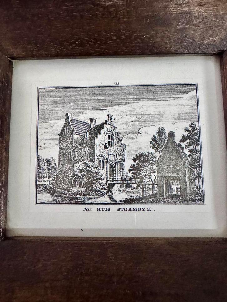 Oude Prent Huis Stormdyk - Ingelijst, Antiek en Kunst, Kunst | Etsen en Gravures, Ophalen